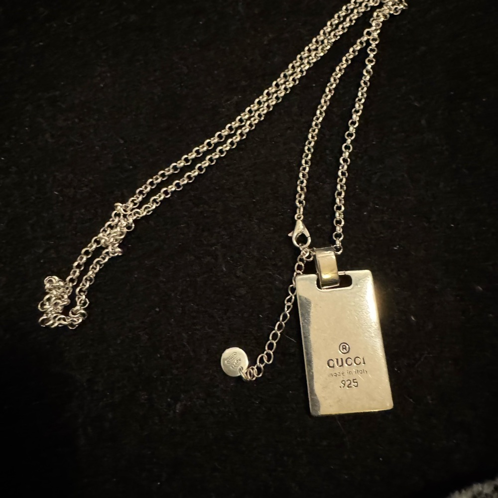 Gucci AG925 Dog Tag Monogram Logo Etched Necklace - Picture 4 of 7